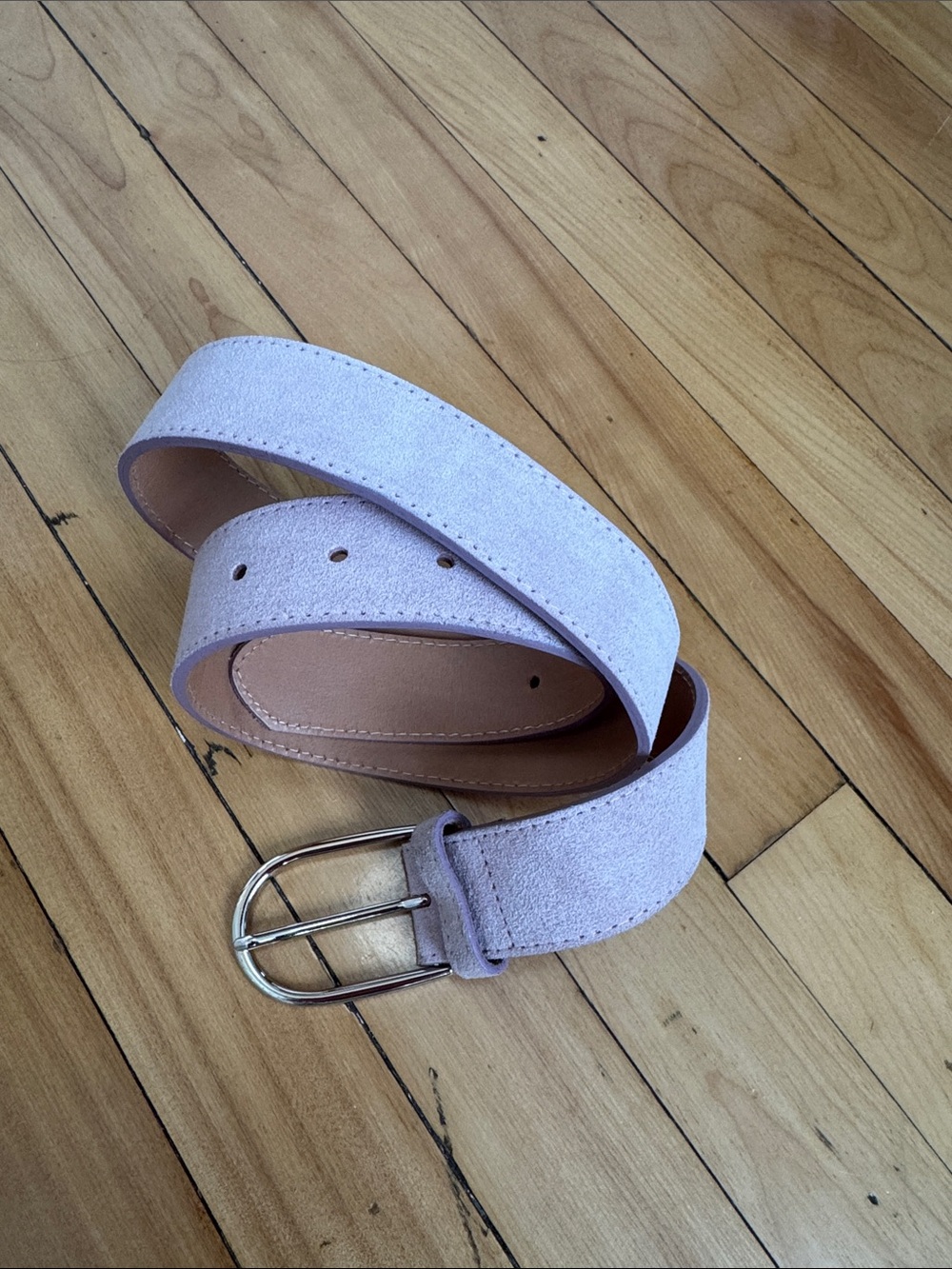 Suede Pink Belt with Silver Buckle